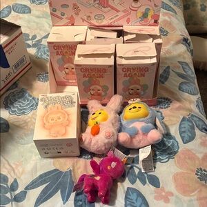 Crying Again cry baby, labubu BIE, miniso Winnie the Pooh, tokidoki ultra rare